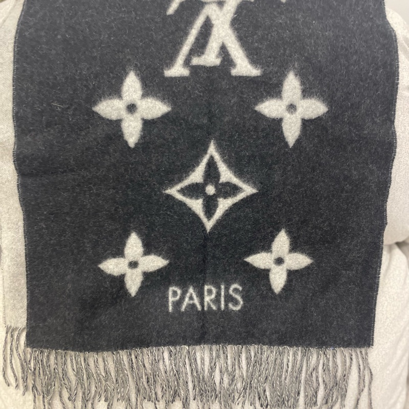 Louis Vuitton Lv 羊絨圍巾M71040 黑灰配色190*45-8