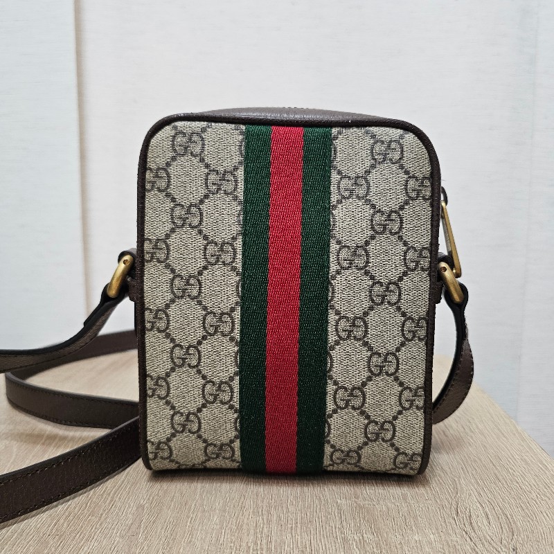 [農曆新年特價出品❣️] Gucci 老花Ophidia綠紅綠霧金釦拉鏈直立斜背包-7