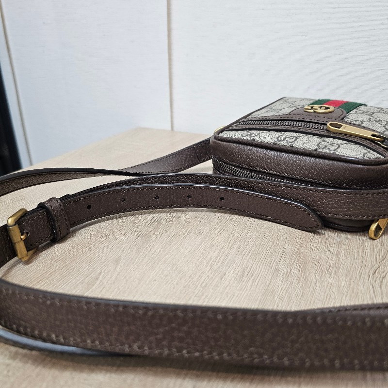 [農曆新年特價出品❣️] Gucci 老花Ophidia綠紅綠霧金釦拉鏈直立斜背包-15