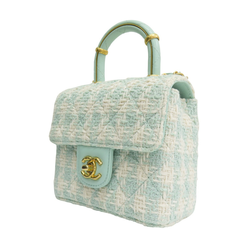 綠色 粗花呢 Handle Crush Top Handle Flap 肩背包【CHANEL 香奈兒】-2