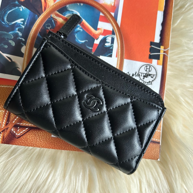 香奈兒all black 卡夾零錢包-0