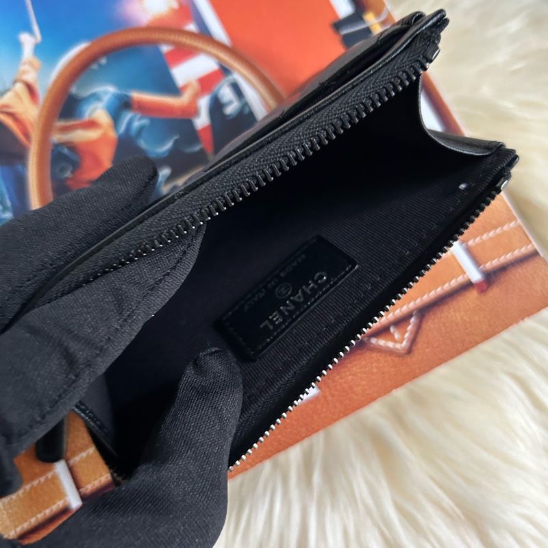 香奈兒all black 卡夾零錢包-1