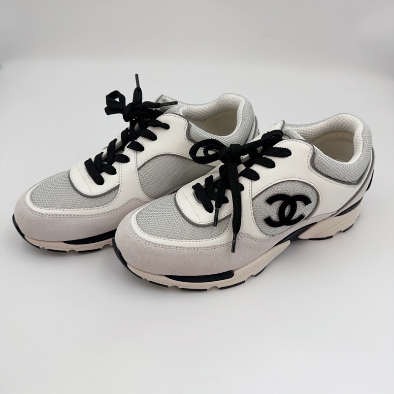 全新 未使用CHANEL香奈兒 黑白熊貓運動休閒鞋 白灰 39碼-1