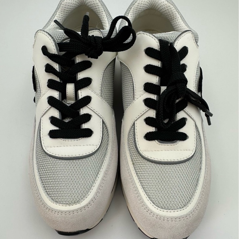 全新 未使用CHANEL香奈兒 黑白熊貓運動休閒鞋 白灰 39碼-3