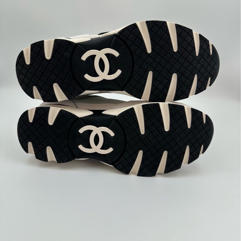 全新 未使用CHANEL香奈兒 黑白熊貓運動休閒鞋 白灰 39碼-4