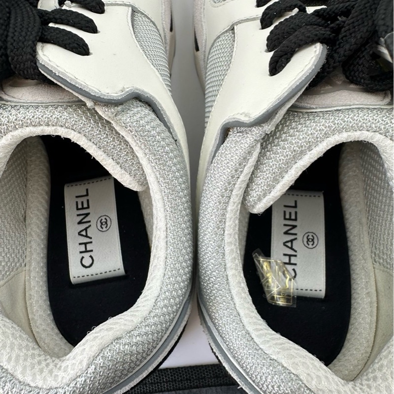 全新 未使用CHANEL香奈兒 黑白熊貓運動休閒鞋 白灰 39碼-11