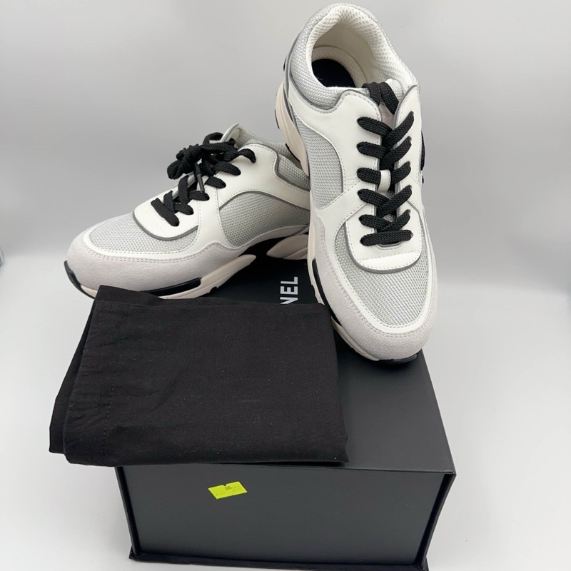 全新 未使用CHANEL香奈兒 黑白熊貓運動休閒鞋 白灰 39碼-15