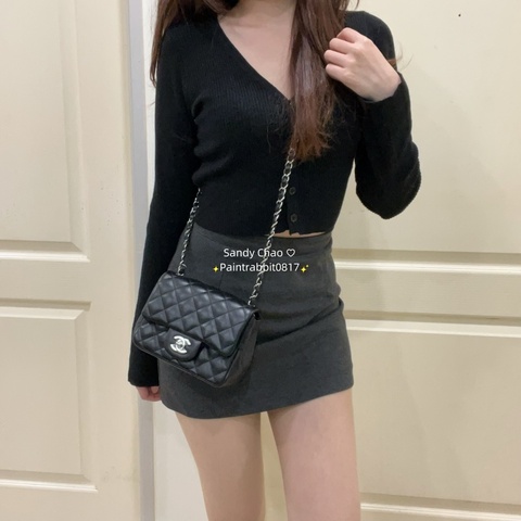 ෆ Chanel黑銀新款✨硬底方胖🈶購證 送禮/自用都可以🎁