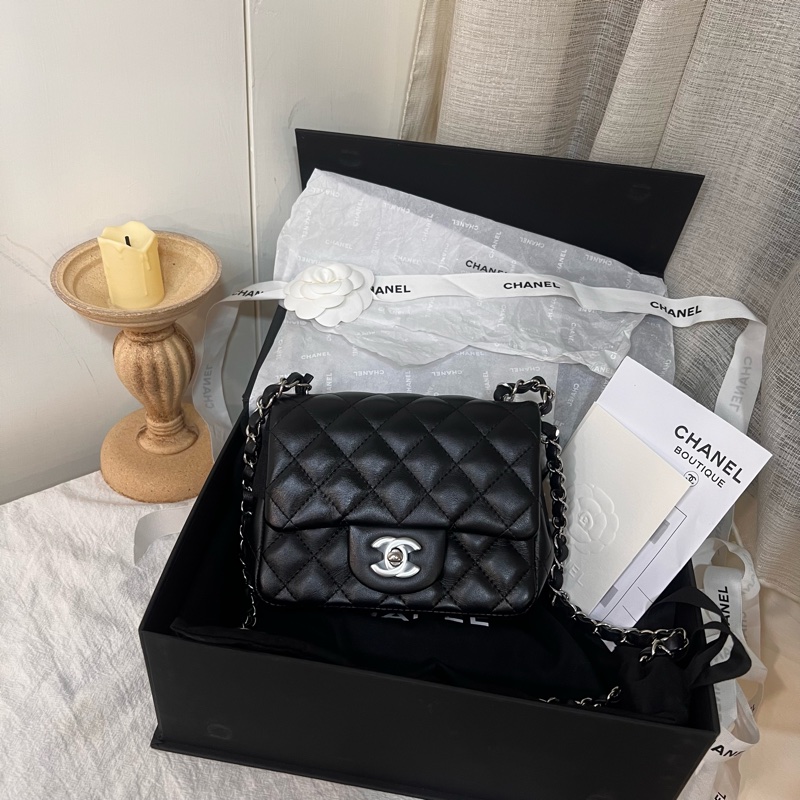 ෆ Chanel黑銀新款✨硬底方胖🈶購證 送禮/自用都可以🎁-4