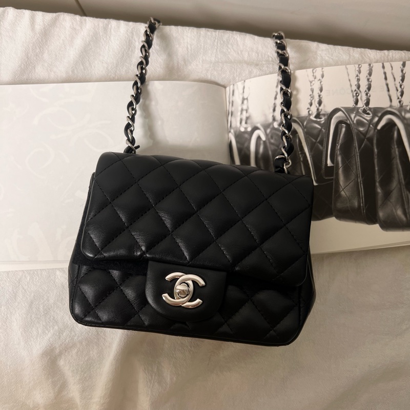 ෆ Chanel黑銀新款✨硬底方胖🈶購證 送禮/自用都可以🎁-5