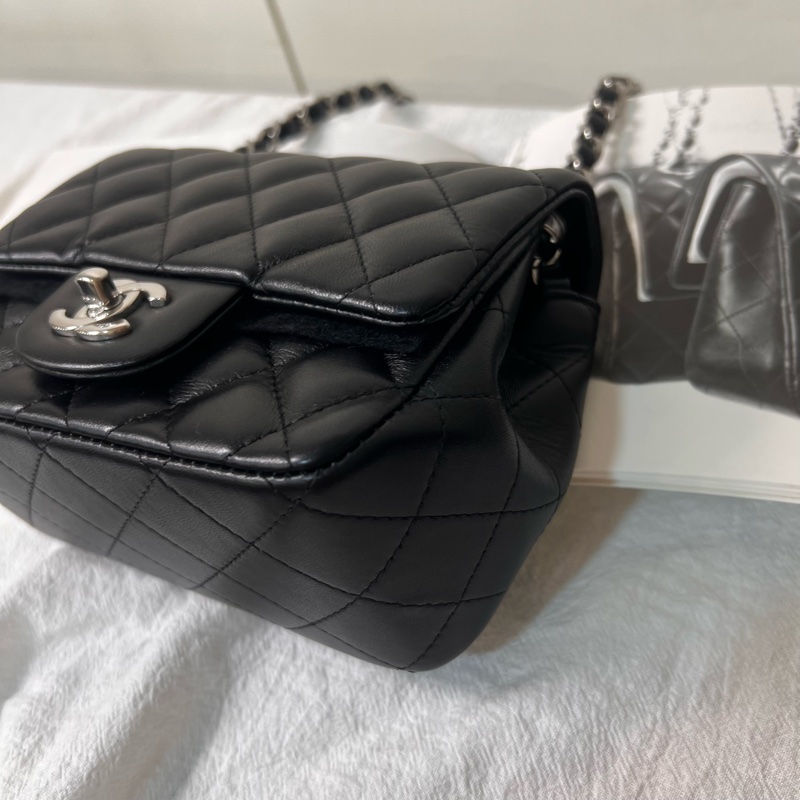 ෆ Chanel黑銀新款✨硬底方胖🈶購證 送禮/自用都可以🎁-7