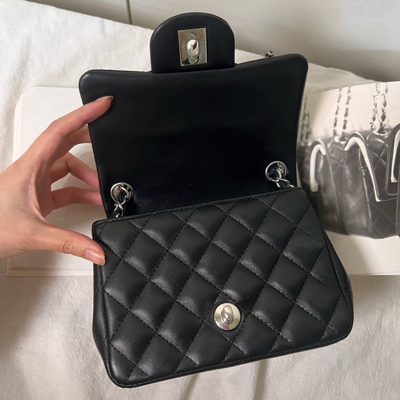ෆ Chanel黑銀新款✨硬底方胖🈶購證 送禮/自用都可以🎁-10
