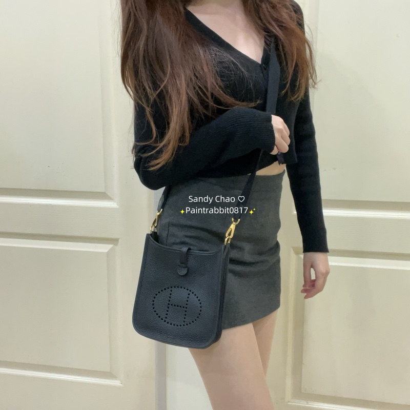 ෆ Hermes Mini Evelyne黑金-0