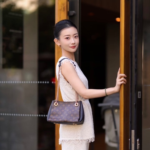 LV Surene bb老花拼黑色手提肩背斜背包24*17*10 98新配件盒子塵袋