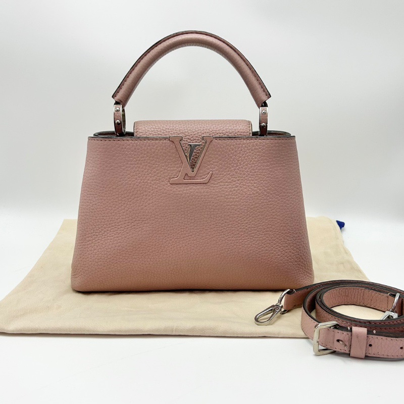 LV  CapucinesBB粉色牛皮手提肩背包27*17.5*9 98新配件塵袋包-1