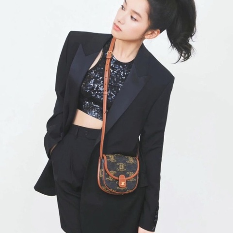 Celine 凱旋門刺繡迷你馬鞍包 15.5x4x14 99新配件塵袋