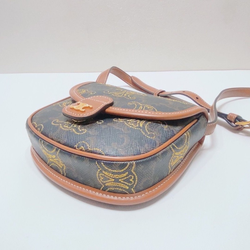 Celine 凱旋門刺繡迷你馬鞍包 15.5x4x14 99新配件塵袋-5