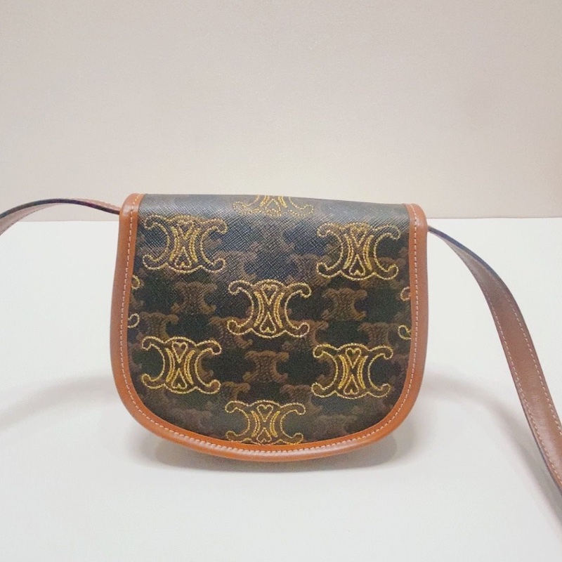 Celine 凱旋門刺繡迷你馬鞍包 15.5x4x14 99新配件塵袋-6