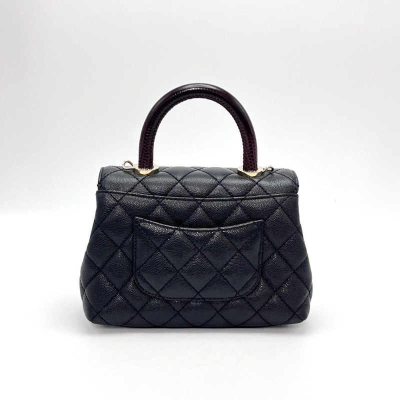 CHANEL黑金紅手柄迷你Cocohandle手提斜背包 芯片款 20*14*9 99新配件塵袋-3