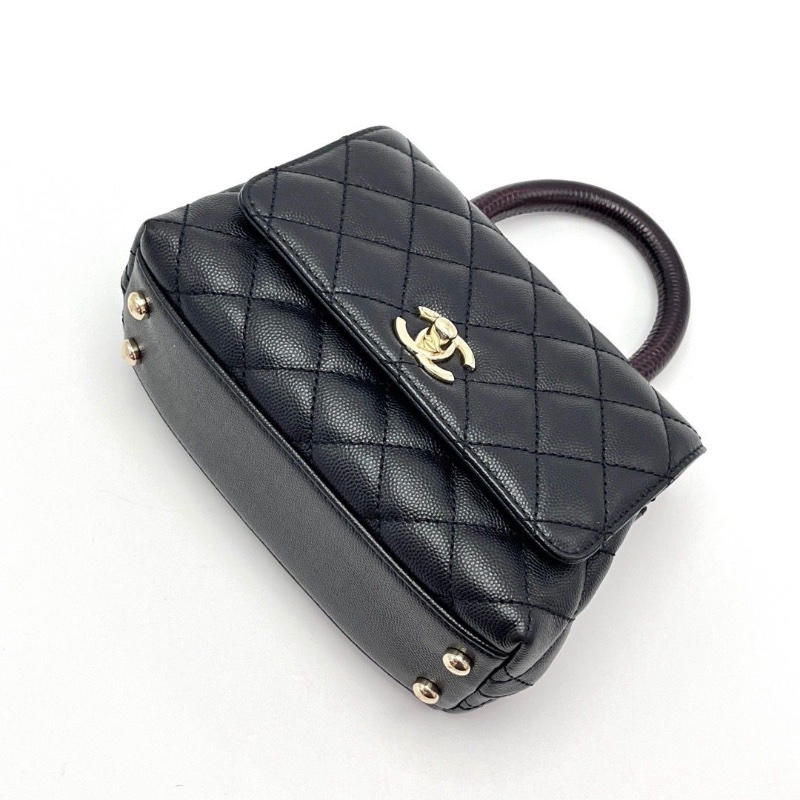 CHANEL黑金紅手柄迷你Cocohandle手提斜背包 芯片款 20*14*9 99新配件塵袋-4