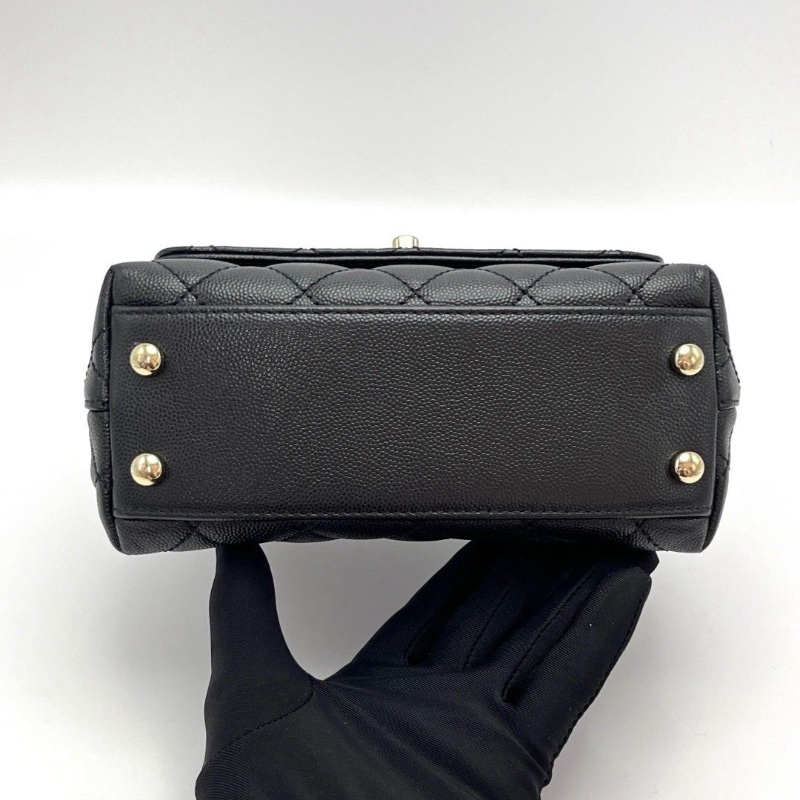 CHANEL黑金紅手柄迷你Cocohandle手提斜背包 芯片款 20*14*9 99新配件塵袋-5