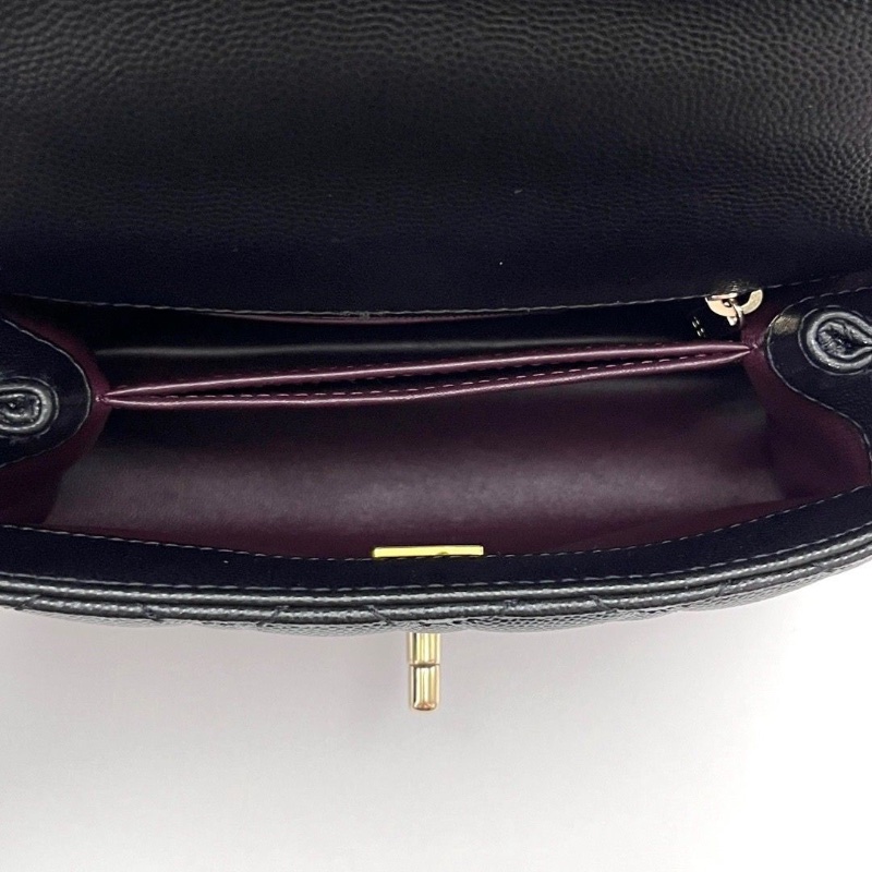 CHANEL黑金紅手柄迷你Cocohandle手提斜背包 芯片款 20*14*9 99新配件塵袋-6