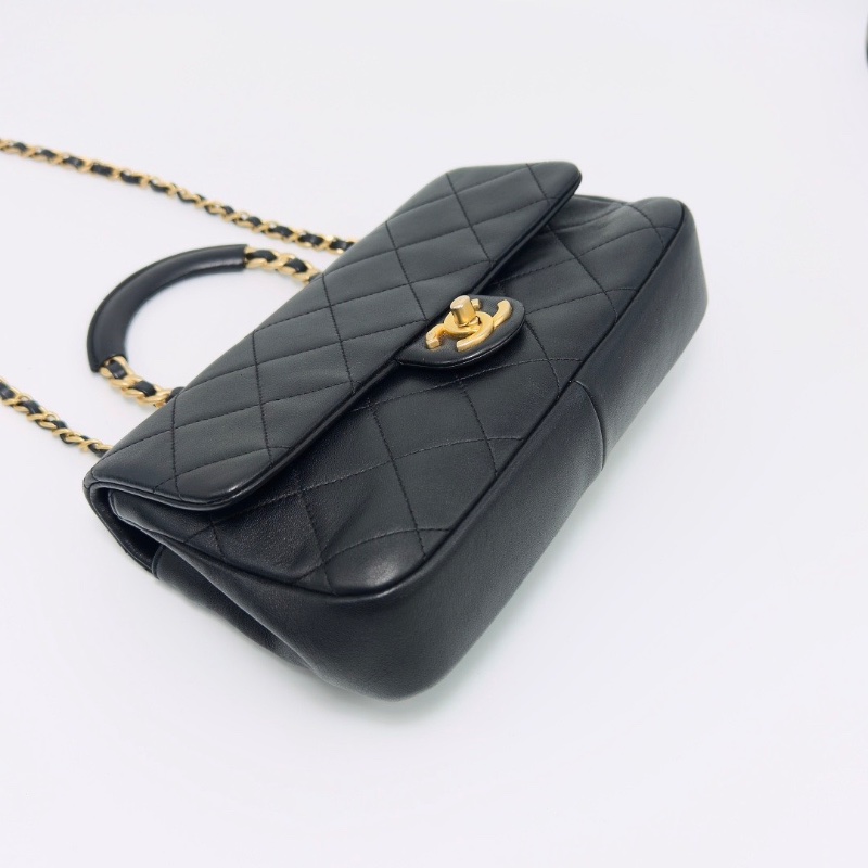 CHANEL 黑金圓環手柄CF手提肩背斜背包25*15*5.5 98新配件塵袋 保卡-5