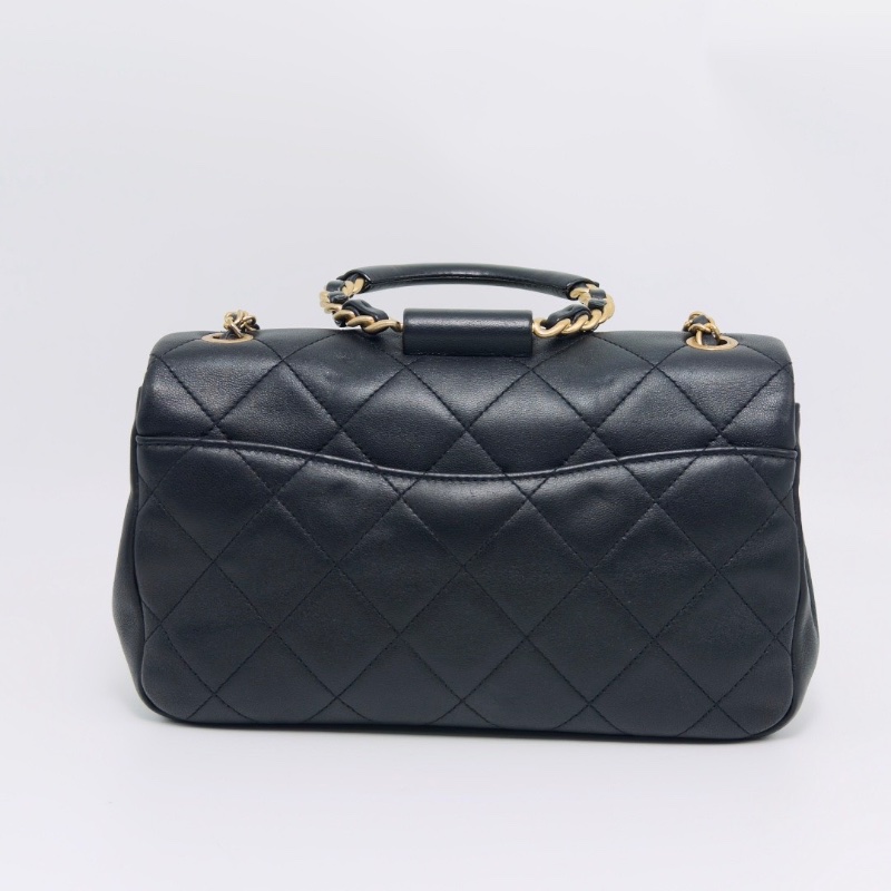CHANEL 黑金圓環手柄CF手提肩背斜背包25*15*5.5 98新配件塵袋 保卡-6