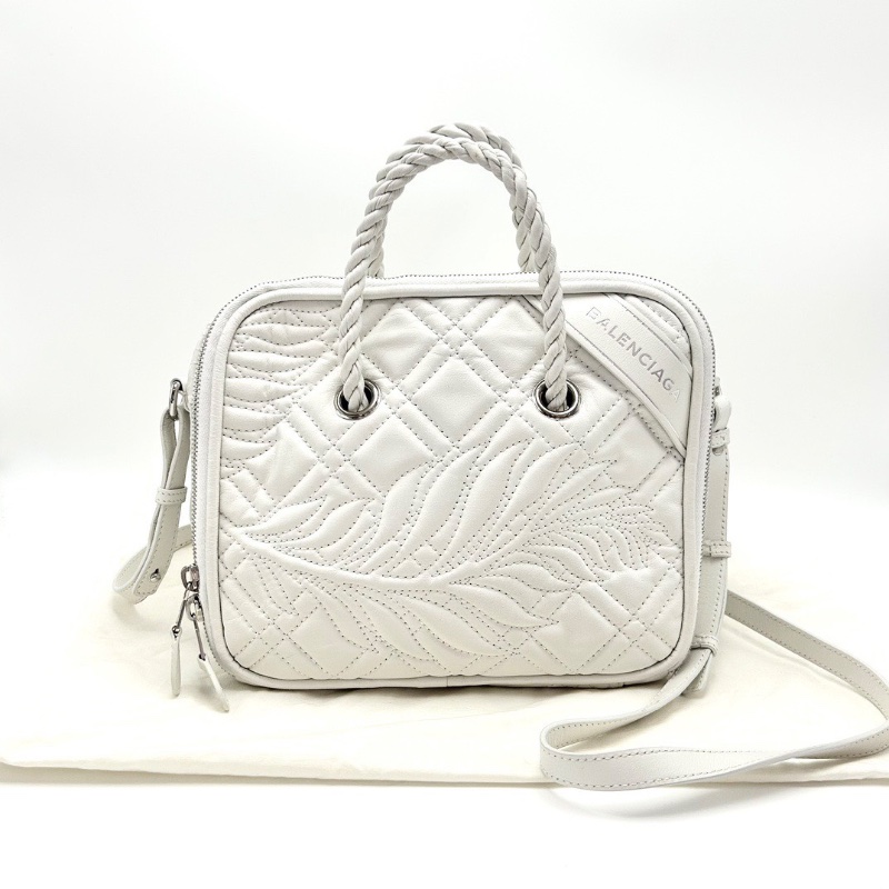 BALENCIAGA 白色 全皮手提肩背枕頭包24*19*11 98新配件塵袋-1