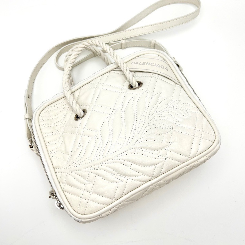 BALENCIAGA 白色 全皮手提肩背枕頭包24*19*11 98新配件塵袋-5
