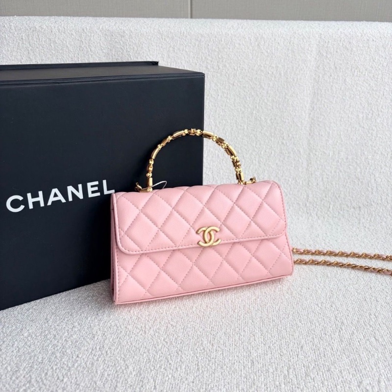 Chanel 琺瑯手柄kelly包 粉金羊皮19*10*3 99新配件盒子塵袋-6