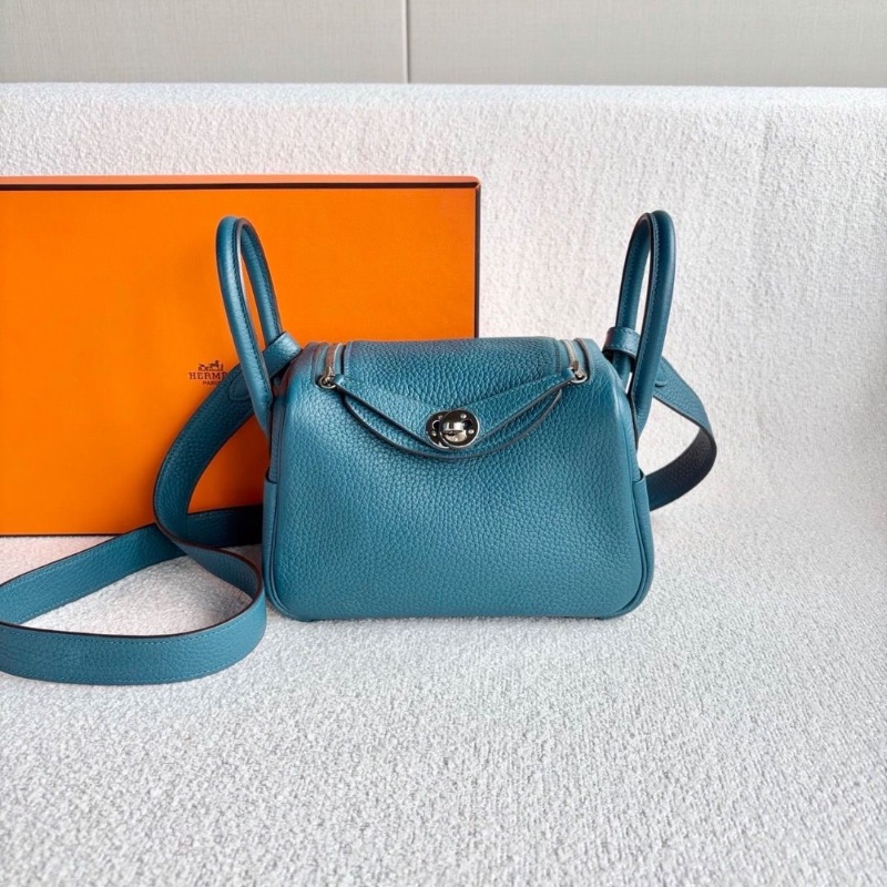 Hermes mini Lindy 博斯普魯斯綠銀扣tc皮 19*13*9.5 99新配件盒子塵袋雨衣-0