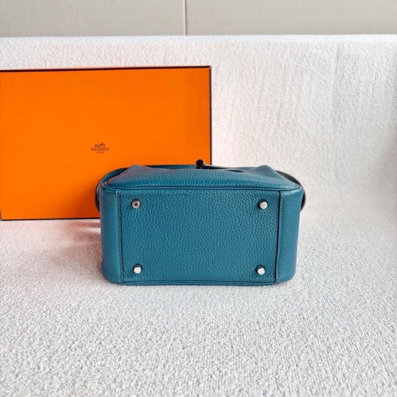 Hermes mini Lindy 博斯普魯斯綠銀扣tc皮 19*13*9.5 99新配件盒子塵袋雨衣-2