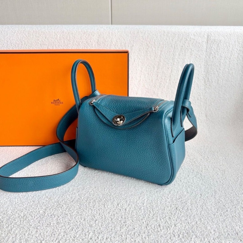 Hermes mini Lindy 博斯普魯斯綠銀扣tc皮 19*13*9.5 99新配件盒子塵袋雨衣-3