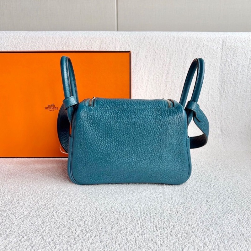 Hermes mini Lindy 博斯普魯斯綠銀扣tc皮 19*13*9.5 99新配件盒子塵袋雨衣-4