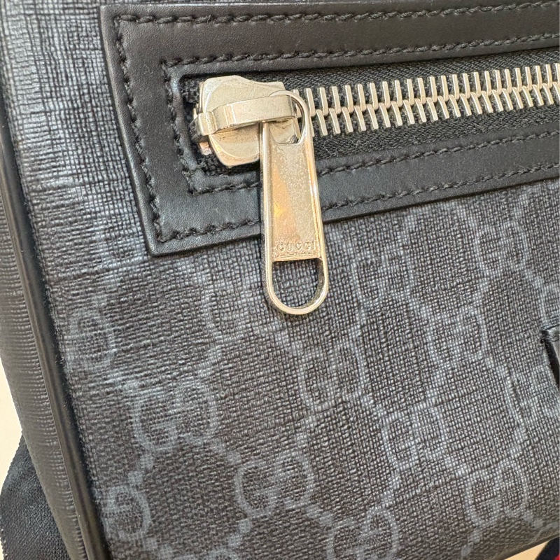 GUCCI Supreme帆布腰包 藍紅藍-1