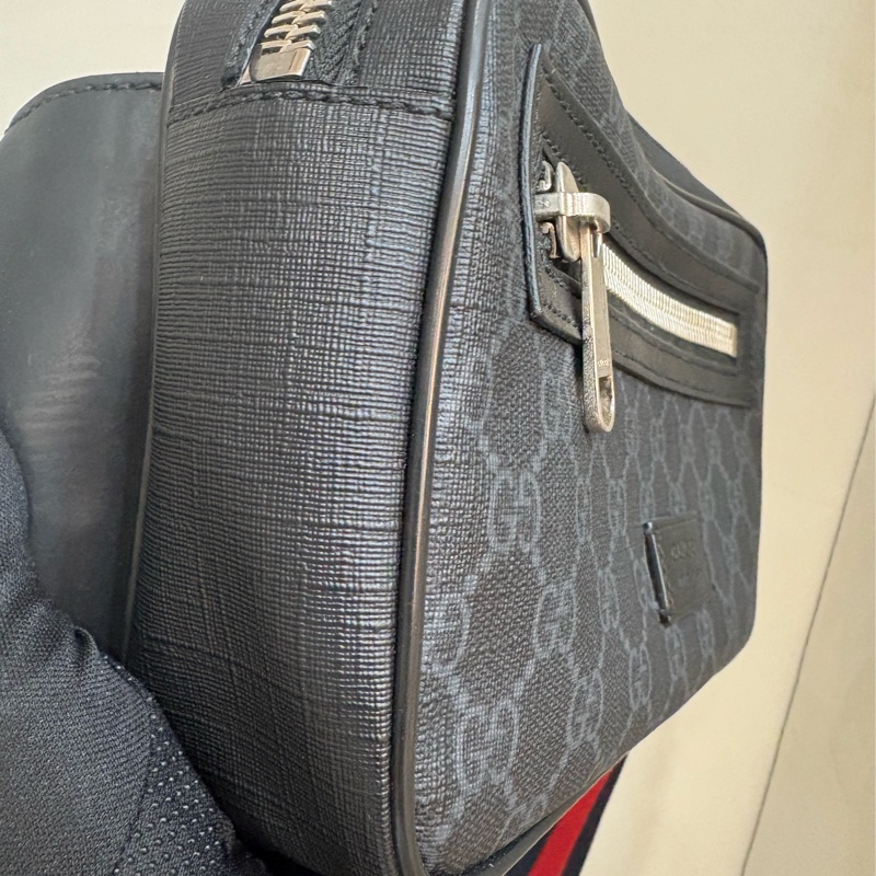 GUCCI Supreme帆布腰包 藍紅藍-3