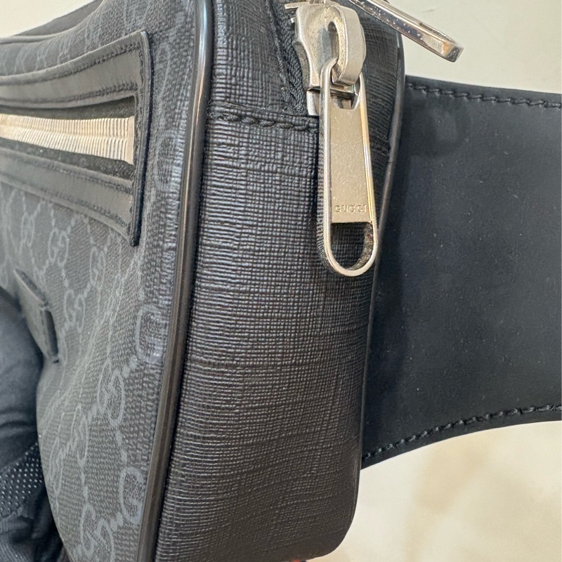 GUCCI Supreme帆布腰包 藍紅藍-4