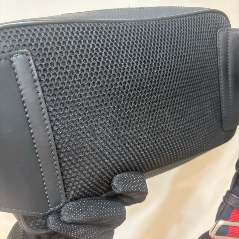 GUCCI Supreme帆布腰包 藍紅藍-7