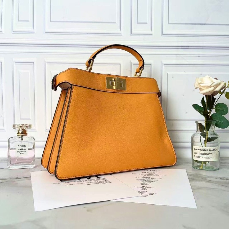 Fendi 橘色Peekaboo小號手提包27*20*12 99新盒子塵袋-2