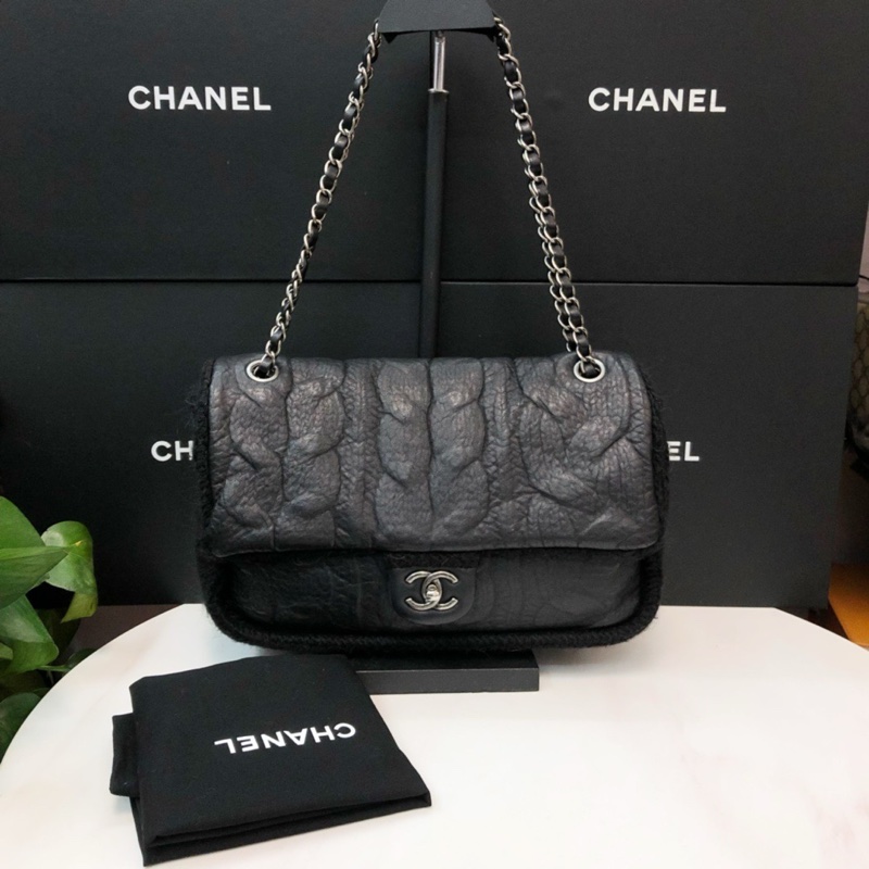 Chanel編織拼皮單肩包-0