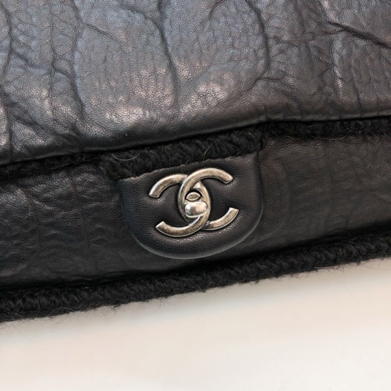 Chanel編織拼皮單肩包-8