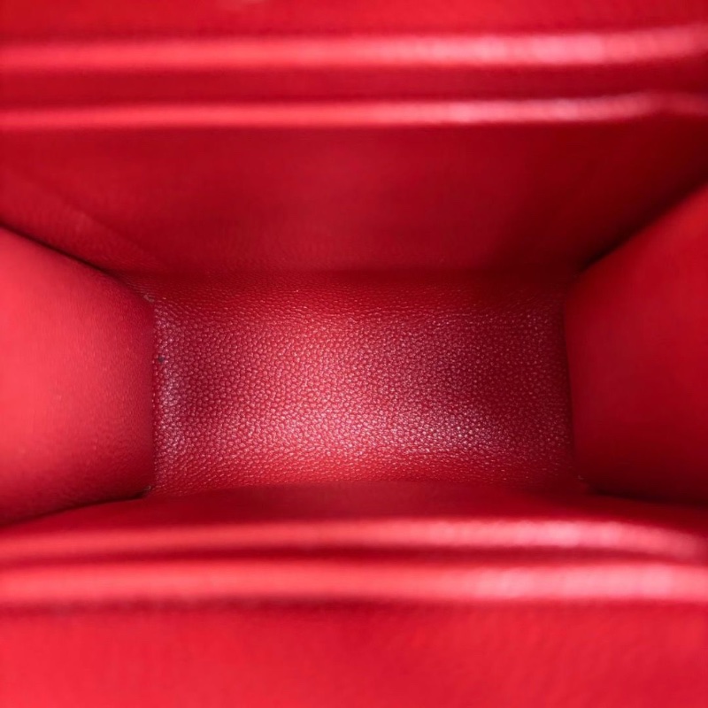 Chanel竪版手機包 橘紅色 金扣 荔枝皮11.5*18*5 98新保卡塵袋-5