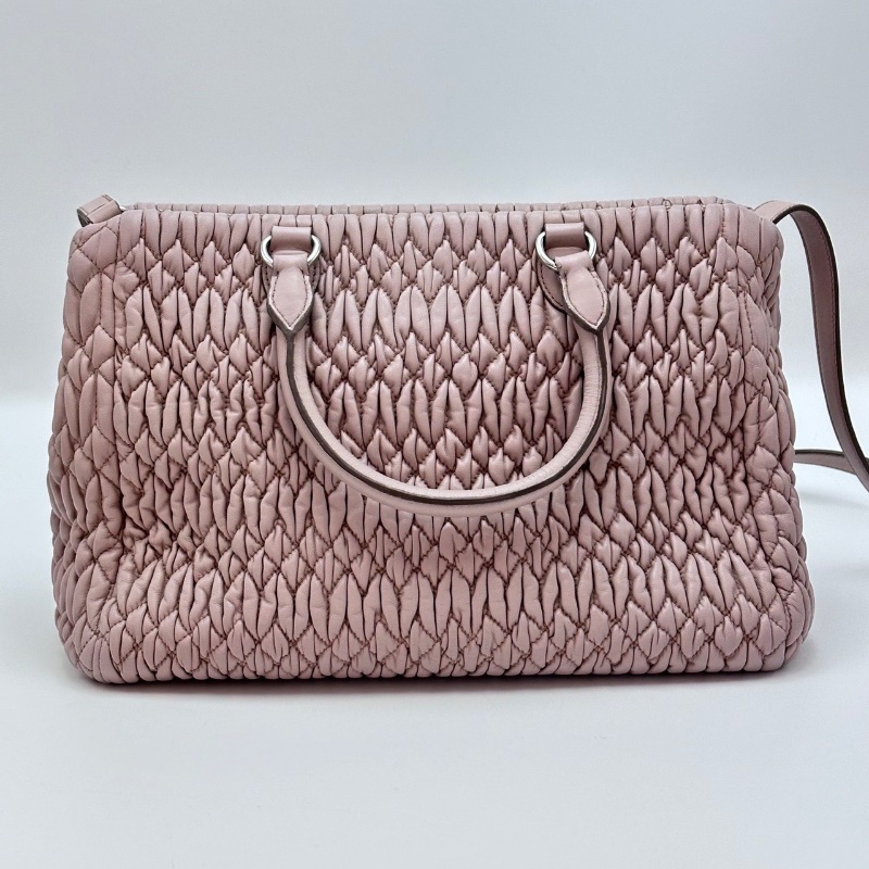 MIUMIU 粉色 寶石鏈條托特手提肩背斜背菜籃子28.5*21*14 98新配件塵袋保卡-6