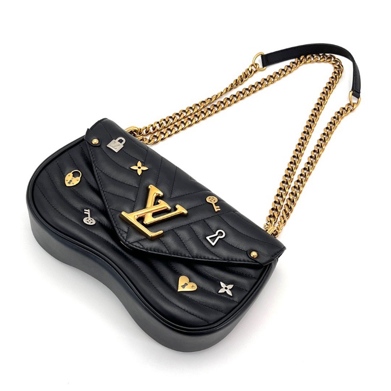 LV 限量款 NewWave黑金徽章手提肩背斜背包25*16*6 98新配件盒子塵袋-3