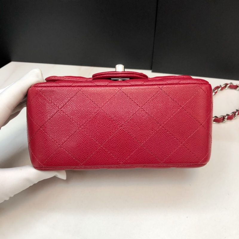 Chanel紅色銀扣方胖-2
