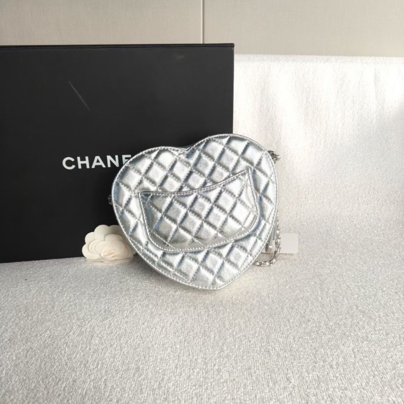 Chanel 25B銀色愛心鏈條包大號銀色銀扣芯片款18*19*5.5 99新配件塵袋-2