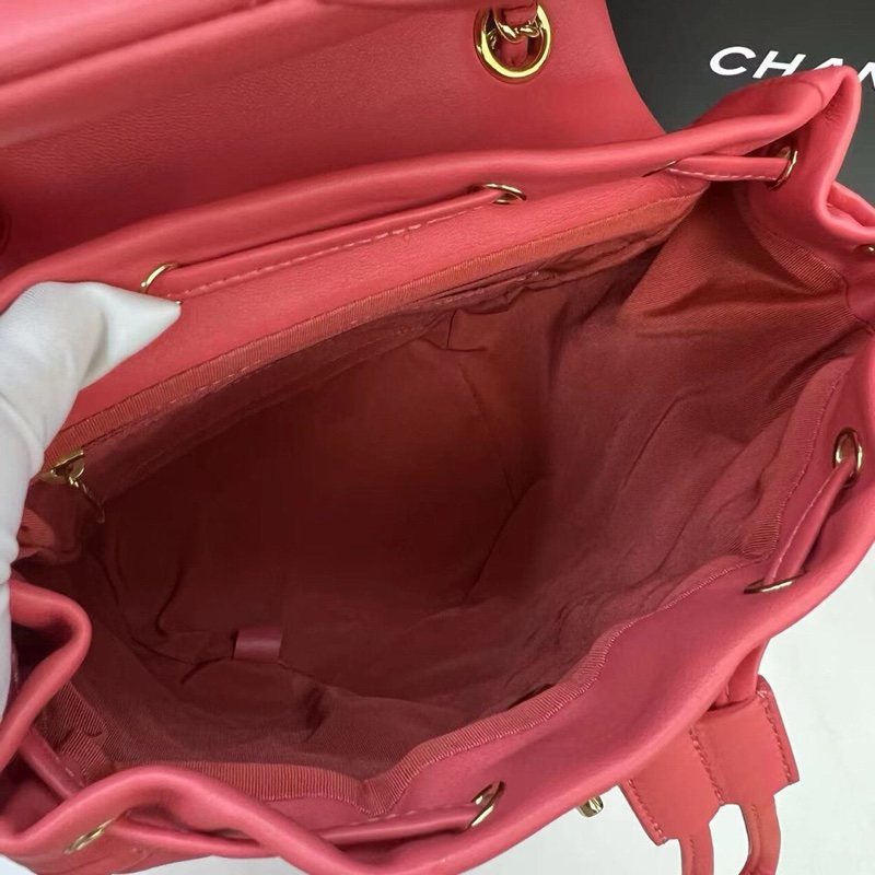Chanel粉色羊皮雙肩包-6