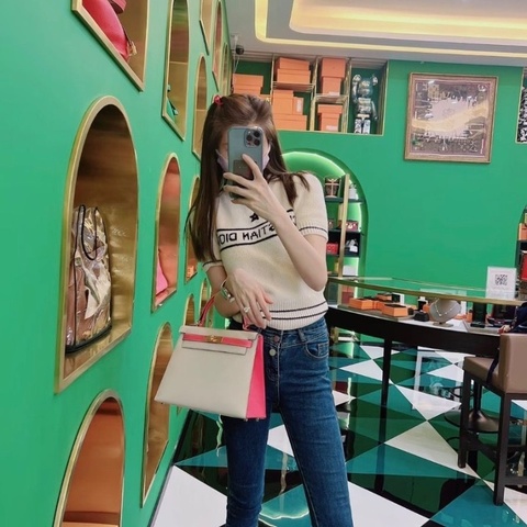 Hermes拼色Kelly28 k28 奶昔白拼唇膏粉 epsom皮 馬蹄印 拉絲金扣28*21*10 98新配件塵袋鑰匙鎖