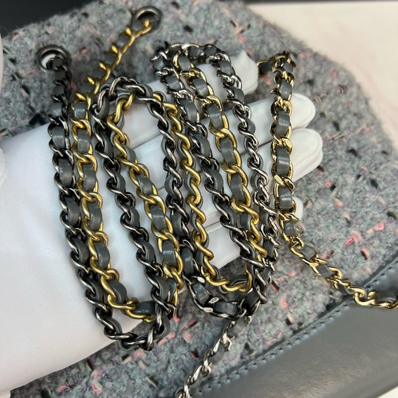 Chanel毛呢編織流浪雙肩包-5